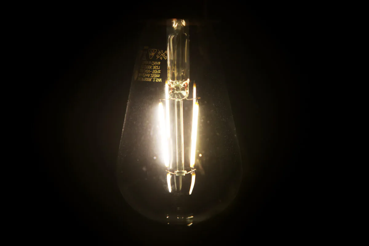 A light bulb is seen illuminated in Sydney, Australia, on June 22, 2022. (Lisa Maree Williams/Getty Images)