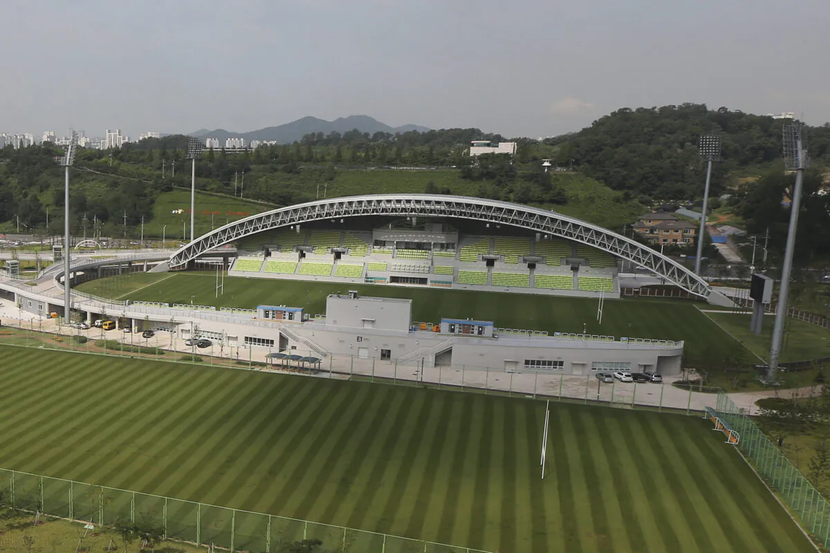 The Namdong Asiad Rugby Field in Incheon, South Korea, on Aug. 11, 2014. (Park Ji-ho/Yonhap via AP)