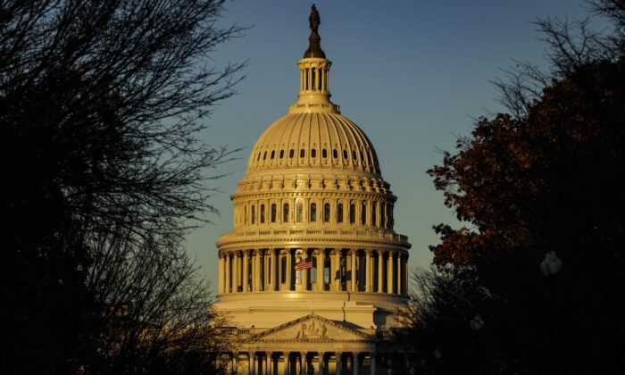 The U.S. Capitol is seen as the sun rises in Washington on Nov. 9, 2022. (Samuel Corum/Getty Images)