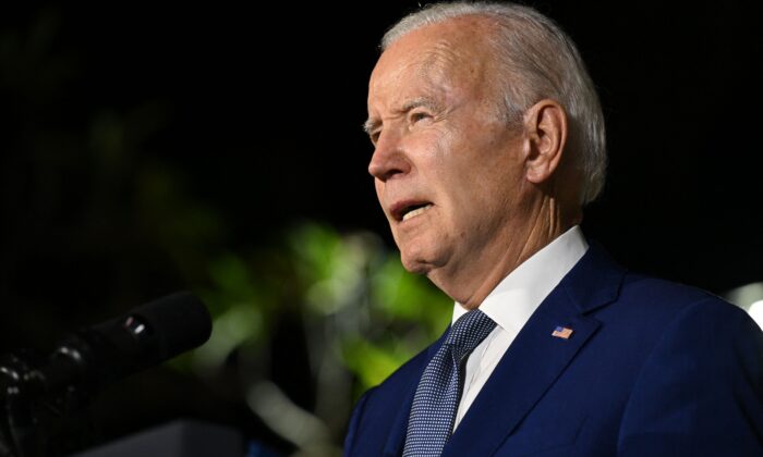 US President Joe Biden holds a press conference on the sidelines of the G20 Summit in Nusa Dua on the Indonesian resort island of Bali, Nov. 14, 2022. (Saul Loeb/AFP via Getty Images)