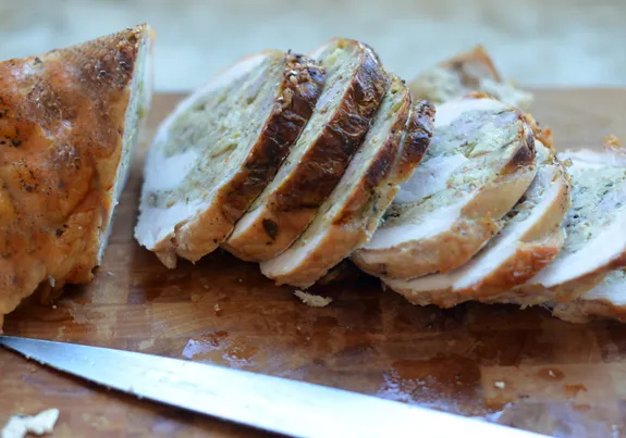Rolled Stuffed Turkey Breast with Sausage & Herb Stuffing