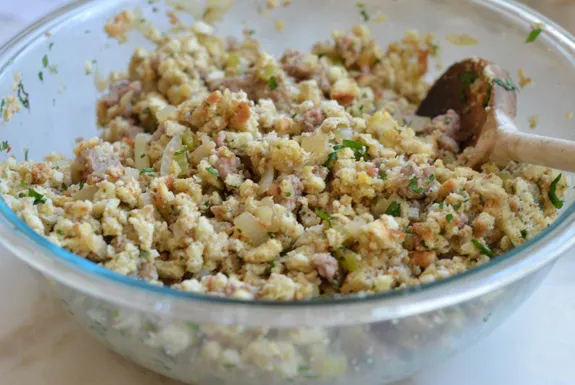 Making Rolled Stuffed Turkey Breast with Sausage & Herb Stuffing