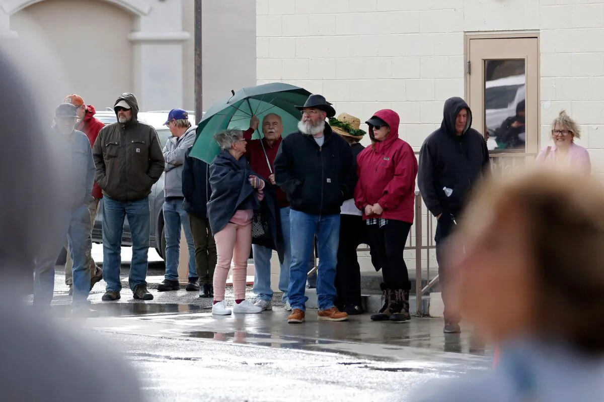 Nye County residents wait to vote in Pahrump, Nev., on a Nov. 8, 2022, ballot that included Question 2, a proposal to raise the state’s minimum wage that was adopted with 55 percent of the vote statewide but rejected by 56 percent of voters in Nye County. (Ronda Churchill/AFP via Getty Images)