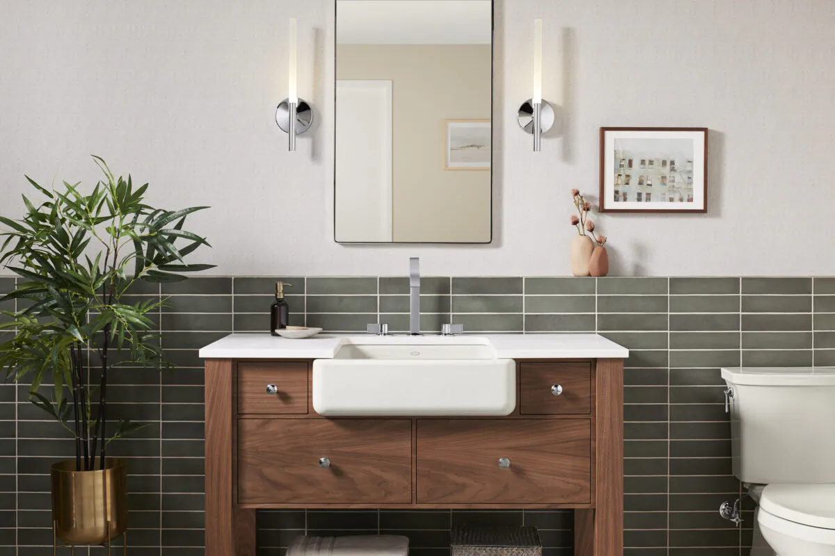 New multidirectional horizontal or vertical mounting wall sconce lights can brighten up a bathroom. (Kohler/TNS)