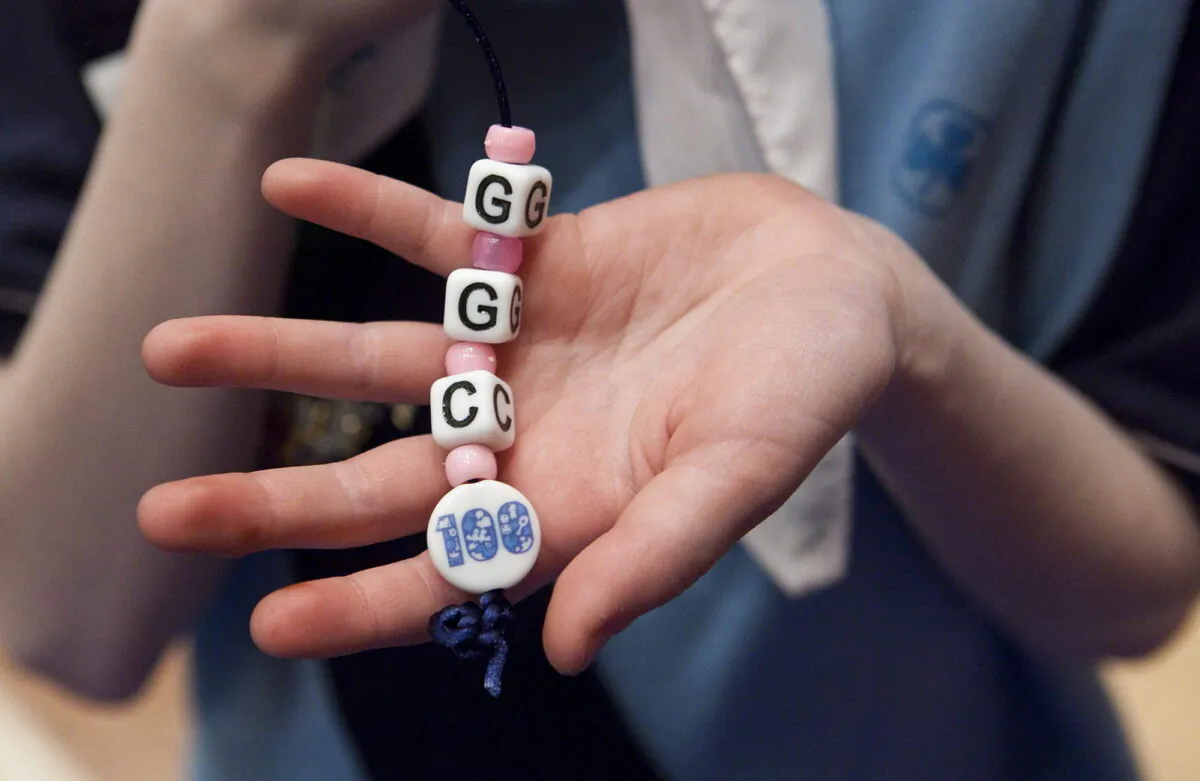 A Girl Guide holds up a keychain she made during an activity at the 100th year celebration of Girl Guides of Canada on Parliament Hill in Ottawa on March. 9, 2010. (Pawel Dwulit/The Canadian Press)