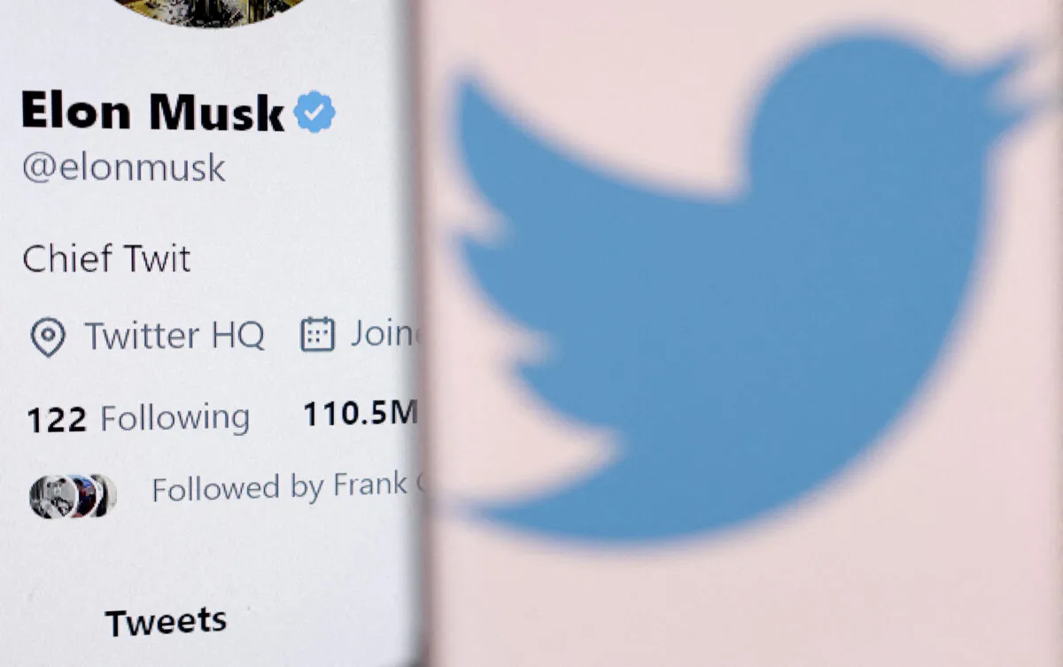Elon Musk's account and the Twitter logo on Oct. 28, 2022. (Dado Ruvic/Illustration/Reuters)