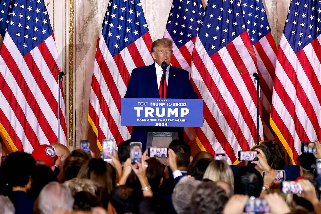 Former President Donald Trump announces he is running for president in the 2024 U.S. presidential election during an announcement at his Mar-a-Lago estate in Palm Beach, Fla., on Nov. 15, 2022. (Alon Skuy/AFP via Getty Images)