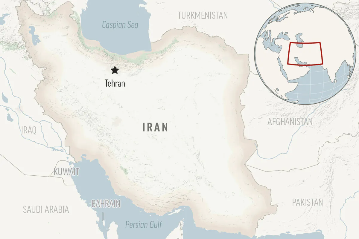 A locator map for Iran with its capital, Tehran. (AP Photo)