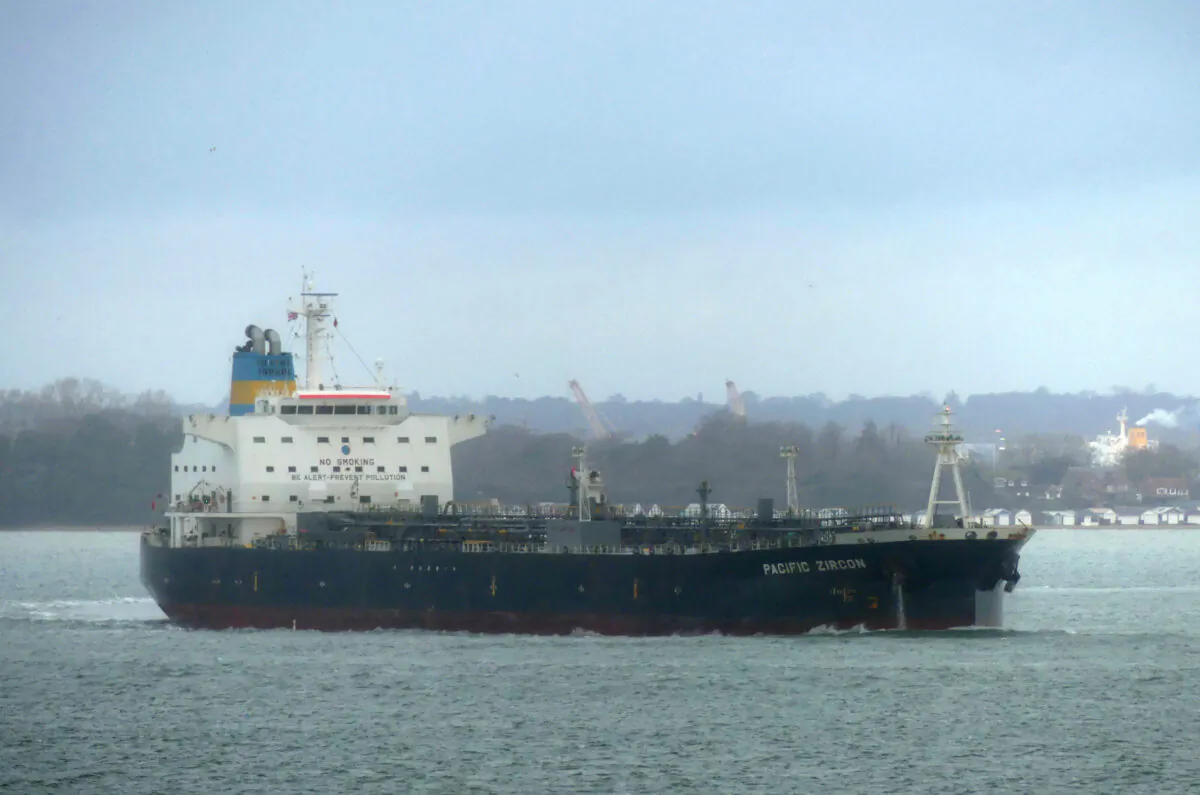 Tanker Pacific Zircon at sea near Isle of Wright, Britain, in a file photo. (David Potter/Handout via Reuters)