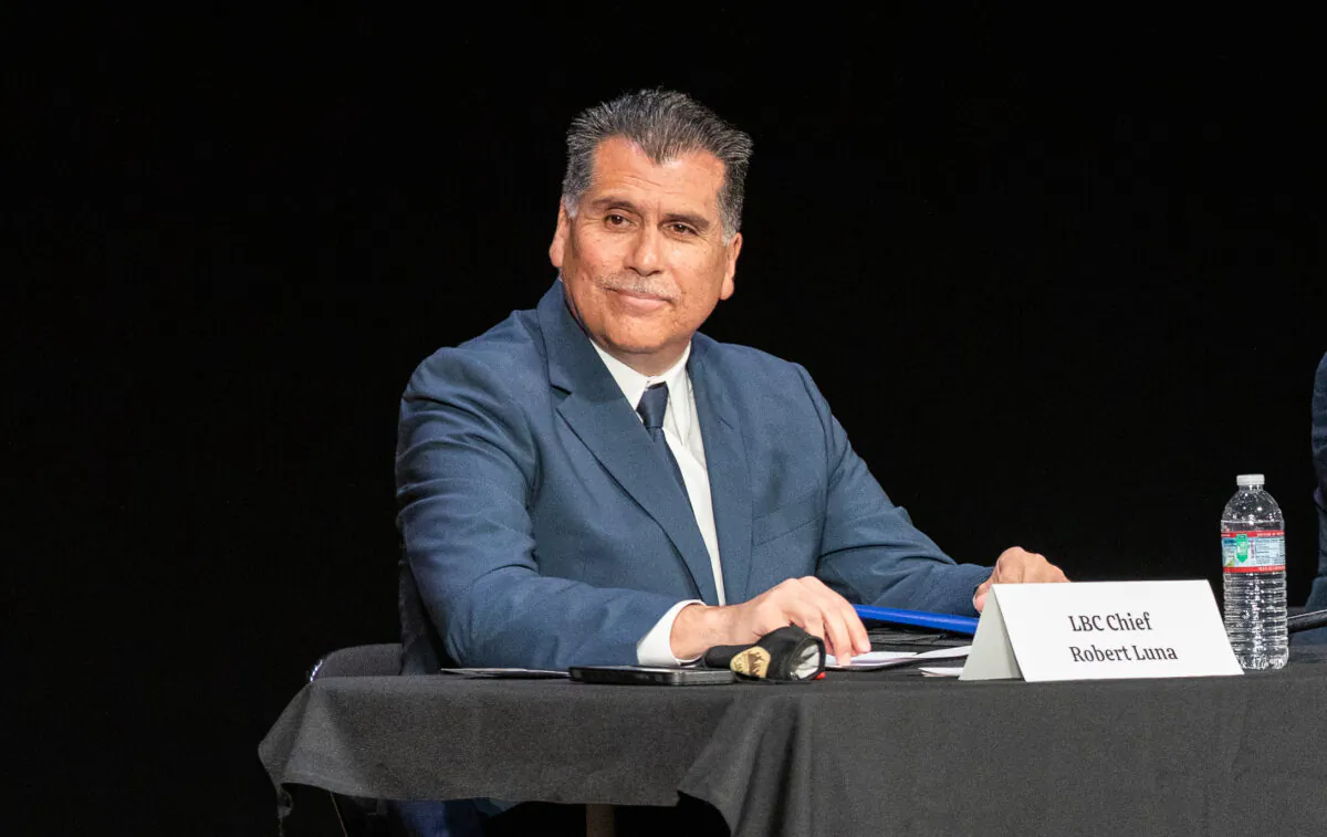 Former Long Beach Police Chief Robert Luna speaks in San Pedro, Calif., on Feb. 27, 2022. (John Fredricks/The Epoch Times)