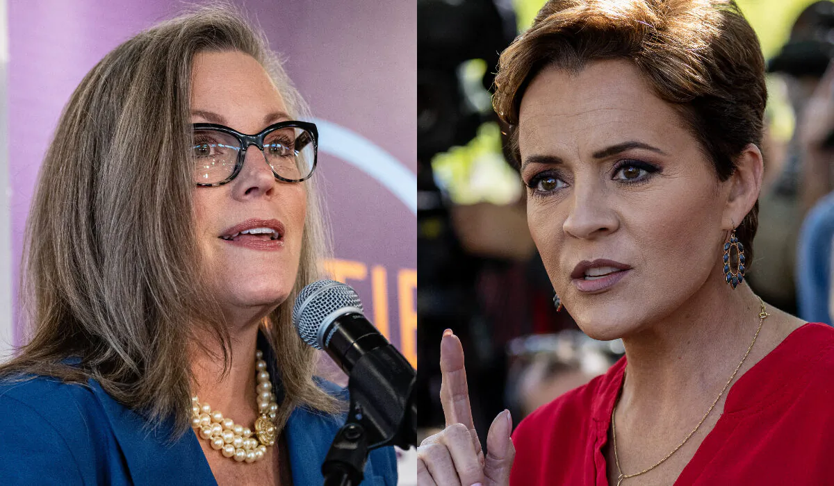 Arizona Secretary of State Katie Hobbs, left, and Republican Kari Lake. (Getty Images)