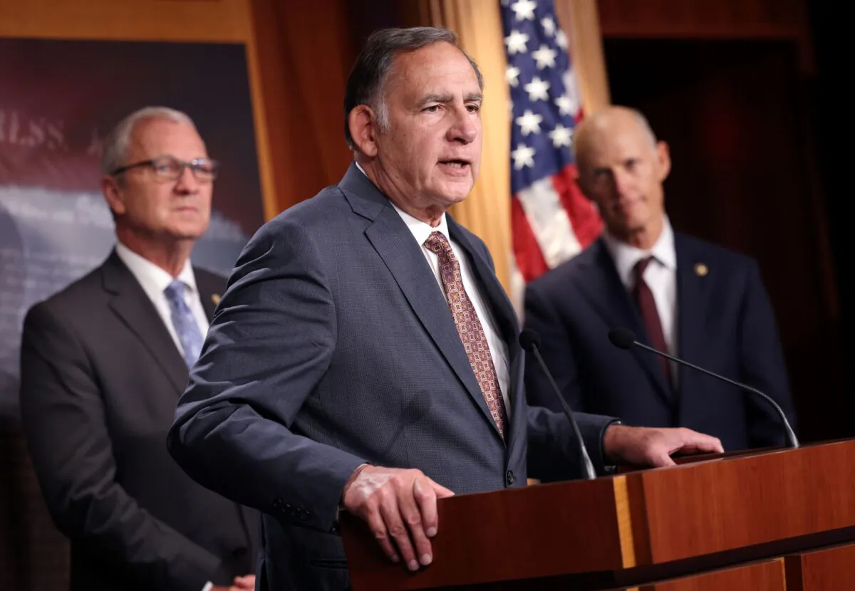Sen. John Boozman (R-Ark.) speaks at the U.S. Capitol in Washington on Aug. 4, 2021. (Kevin Dietsch/Getty Images)