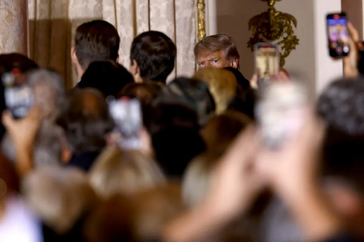 Former U.S. President Donald Trump departs after speaking at the Mar-a-Lago Club in Palm Beach, Fla., on Nov. 15, 2022. (Alon Skuy/AFP/Getty Images)