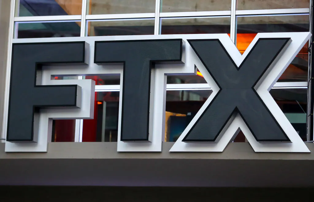 A detailed view of the FTX sign prior to a game between the Phoenix Suns and Miami Heat at FTX Arena in Miami, Fla., on Nov. 14, 2022. (Megan Briggs/Getty Images)