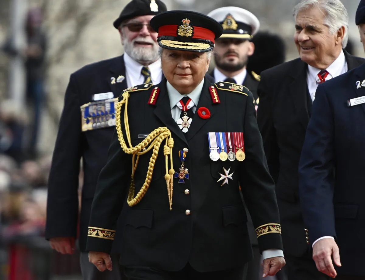 Gov. Gen. Mary Simon arrives for the National Remembrance Day Ceremony at the National War Memorial in Ottawa, on Nov. 11, 2022. (The Canadian Press/Justin Tang)
