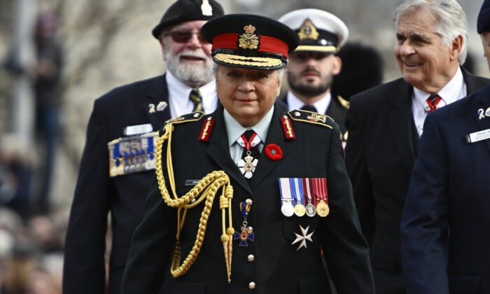 Governor General Mary Simon attends the National War Memorial Day ceremony at the National War Memorial in Ottawa on November 11, 2022.  (The Canadian Press/Justin Tang)
