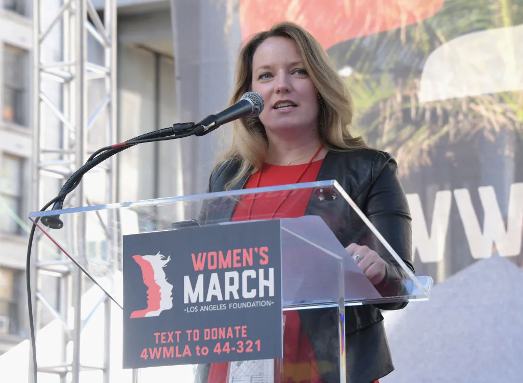 Lindsey Horvath speaks onstage at the 2019 Women's March Los Angeles in Los Angeles, on Jan. 19, 2019. (Araya Diaz/Getty Images for Women's March Los Angeles )