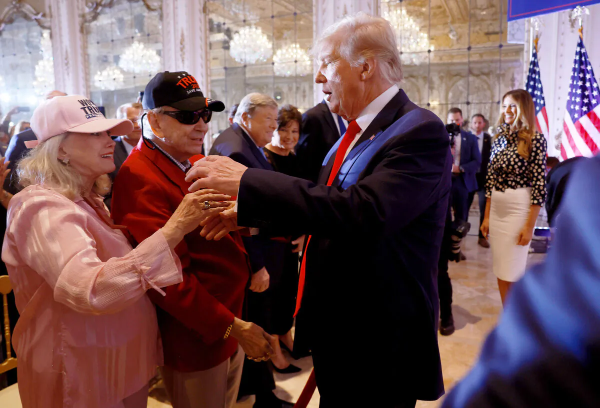 Former President Donald Trump greets supporters during an event at his Mar-a-Lago home in Palm Beach, Fla., on Nov. 15, 2022. (Joe Raedle/Getty Images)