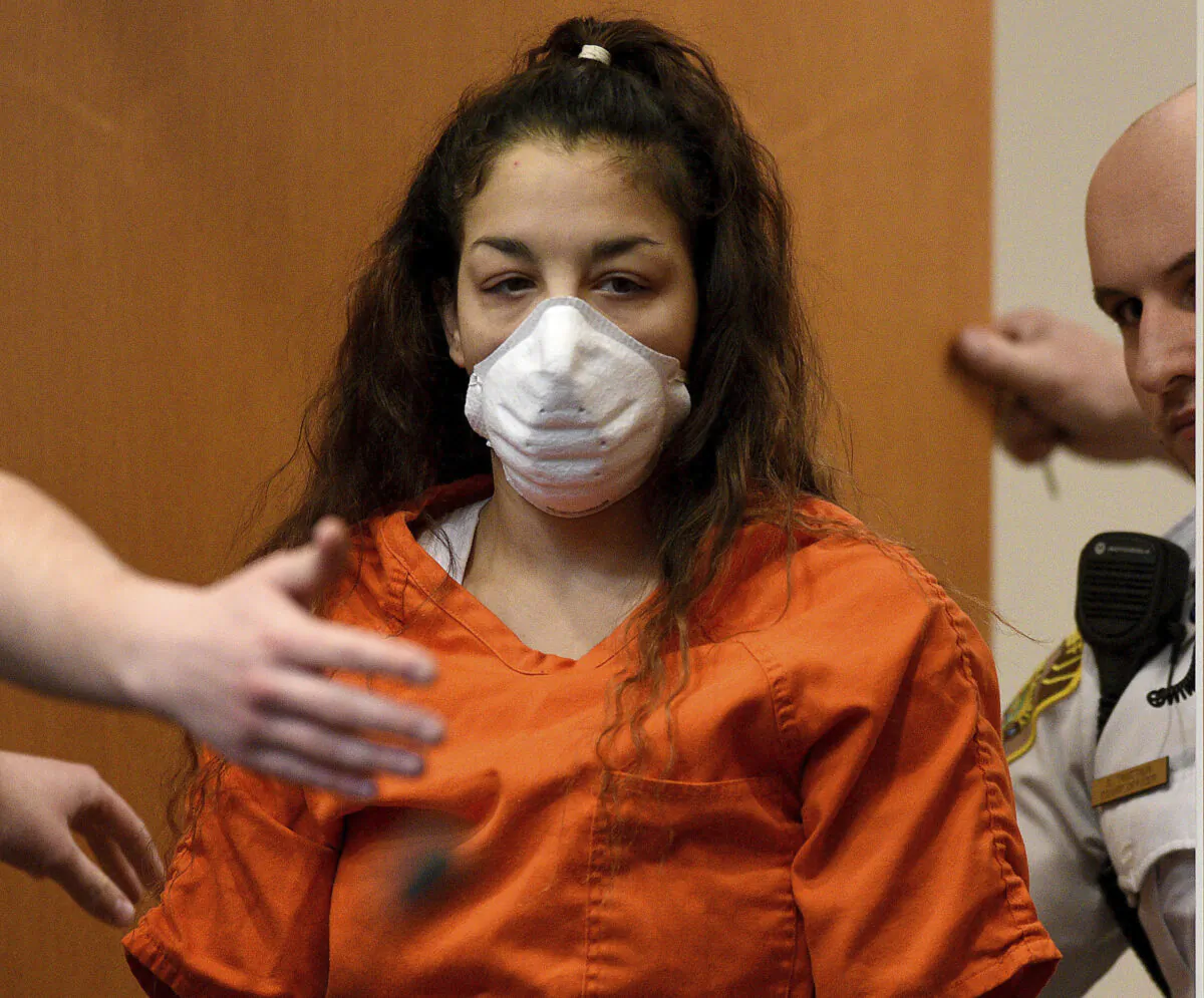 Kayla Montgomery arrives for her plea and sentencing hearing at Hillsborough County Superior Court in Manchester, N.H., on Nov. 18, 2022. (David Lane/Union Leader via AP, Pool)