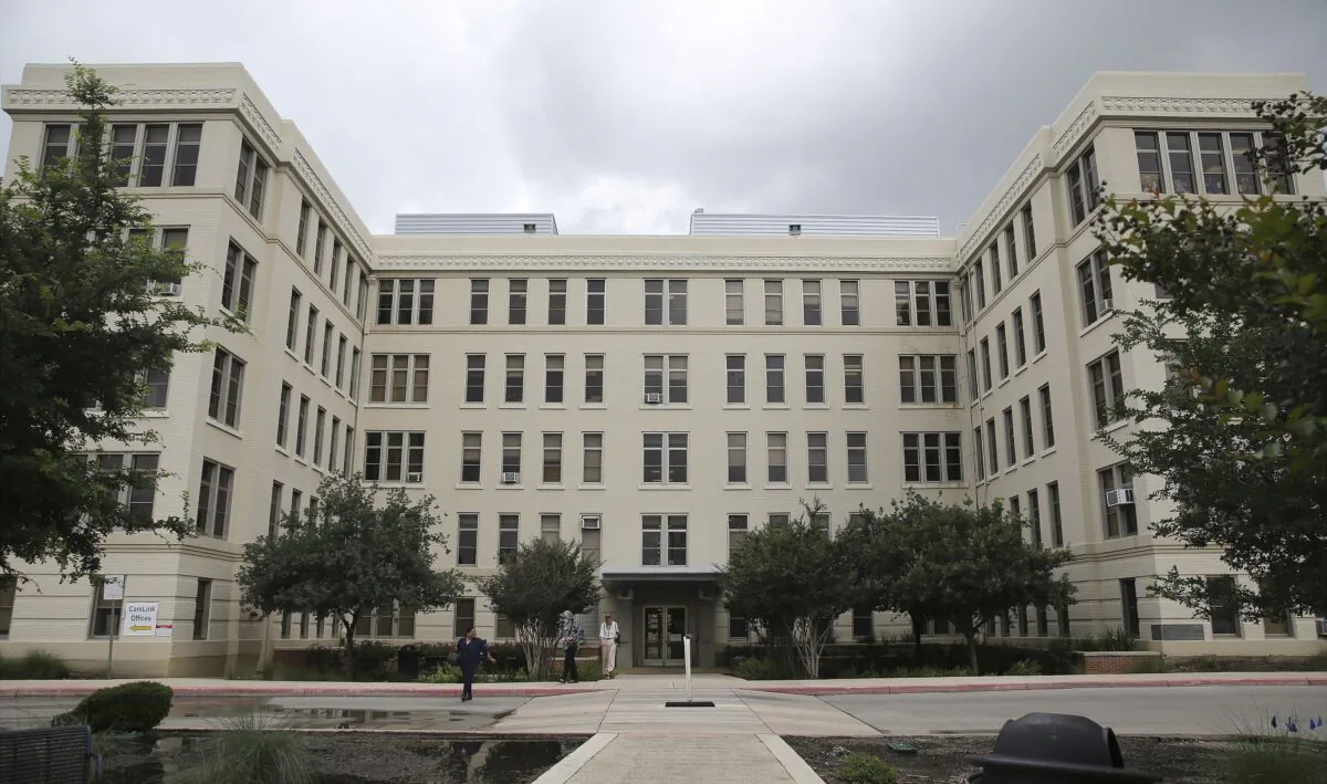 The Robert B. Green hospital building, Bexar county's original hospital that has been standing for more than 100 years, in San Antonio on May 24, 2021. (Kin Man Hui/The San Antonio Express-News via AP)