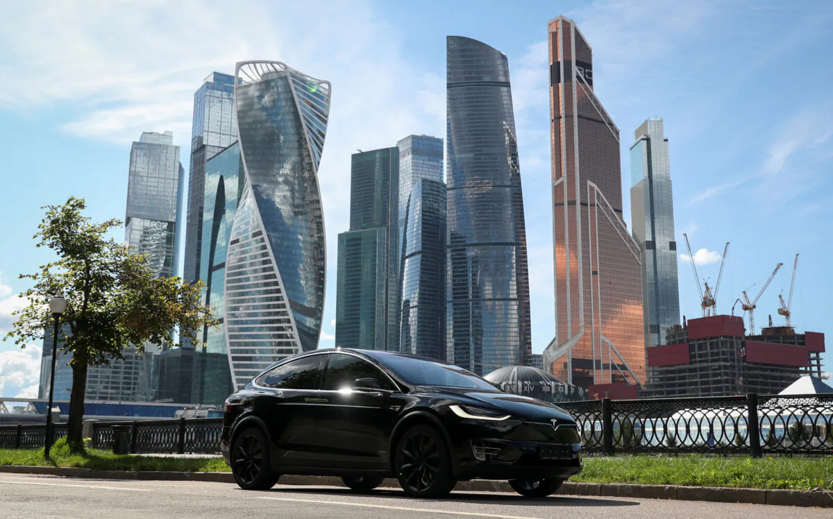 A Tesla Model X electric vehicle in a picture illustration taken in Moscow on July 23, 2020. (Evgenia Novozhenina/Reuters)
