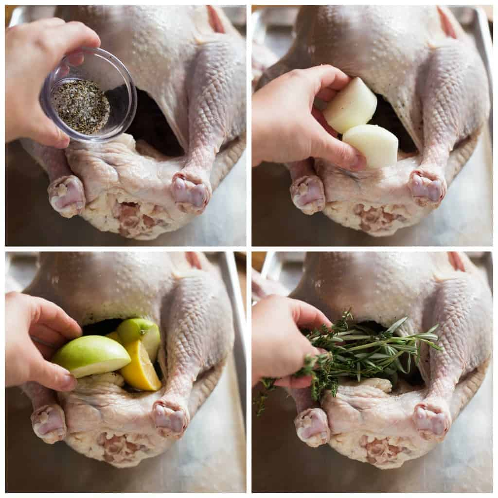 preparing Thanksgiving turkey
