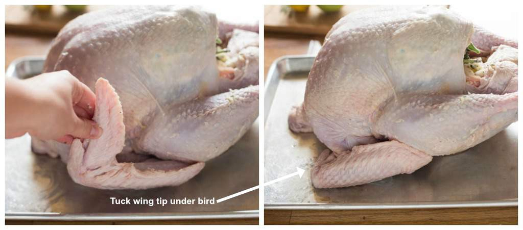 preparing Thanksgiving turkey