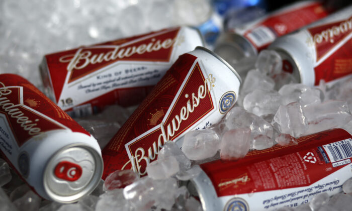Budweiser beer cans at a concession stand at McKechnie Field in Bradenton, Fla., on March 5, 2015. (Gene J. Puskar/AP Photo)