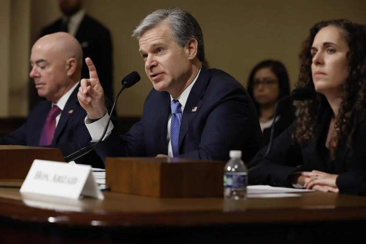 FBI Director Christopher Wray (C) on Capitol Hill in Washington, on Nov. 15, 2022. (Chip Somodevilla/Getty Images)