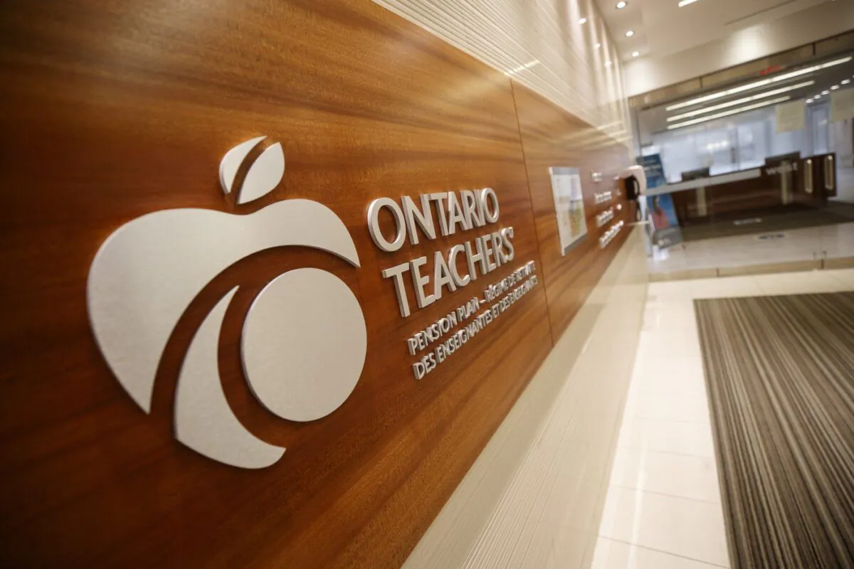 The Ontario Teachers' Pension Plan Board office is shown in Toronto, Sept. 28, 2021. (The Canadian Press/Cole Burston)
