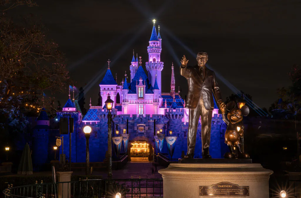 Fireworks explode over The Sleeping Beauty Castle at Disneyland in Anaheim, Calif., on April 30, 2021. (Christian Thompson/Disneyland Resort via Getty Images)