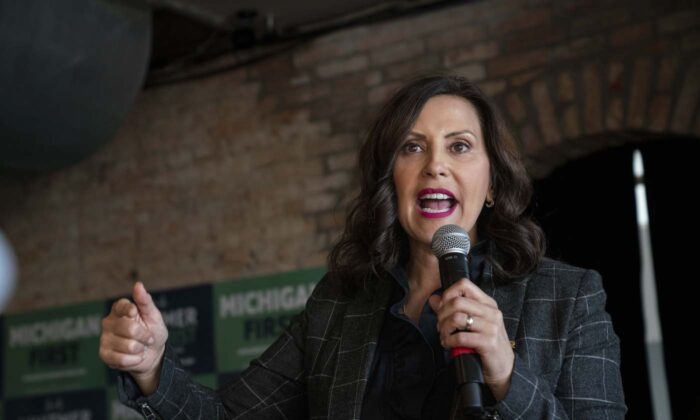 Michigan Gov. Gretchen Whitmer speaks to supporters at a rally in Pontiac, Mich. on Nov. 6, 2022. (Sarah Rice/Getty Images)