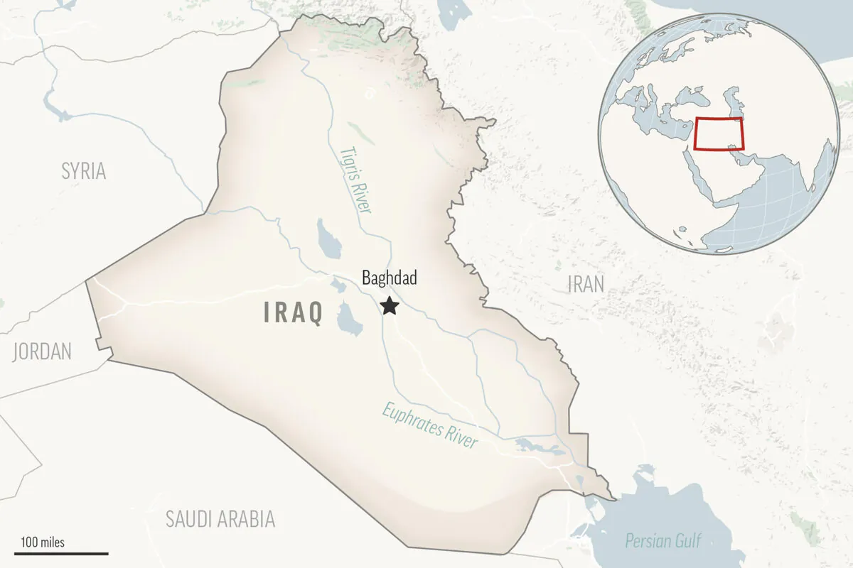A locator map for Iraq with its capital, Baghdad. (AP Photo)