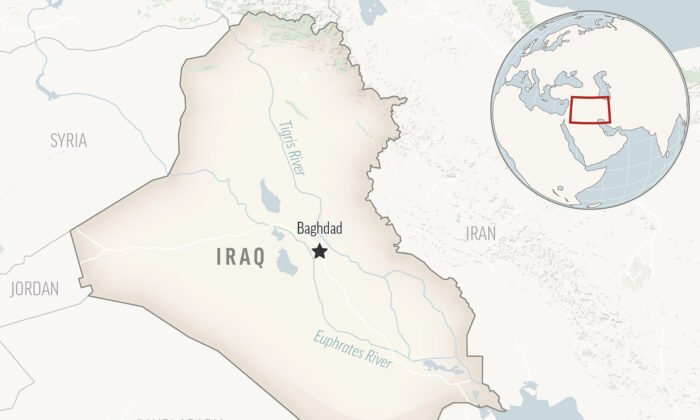 A locator map for Iraq with its capital, Baghdad. (AP Photo)