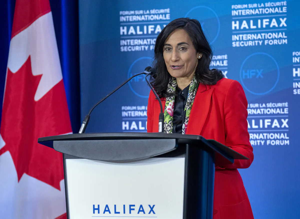 Defence Minister Anita Anand addresses the opening news conference at the Halifax International Security Forum in Halifax on Nov.18, 2022. (The Canadian Press/Andrew Vaughan)