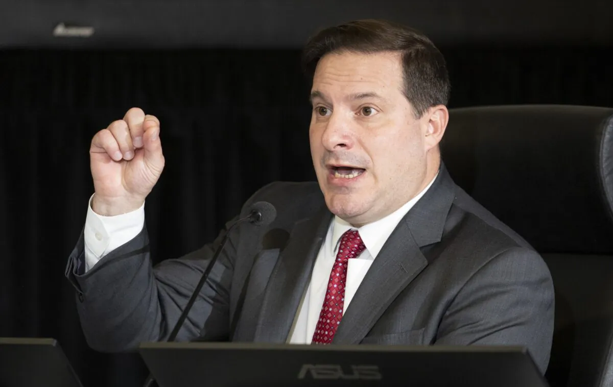 Public Safety Minister Marco Mendicino responds to a question from counsel as he testifies at the Public Order Emergency Commission in Ottawa on Nov. 22, 2022  (Adrian Wyld/The Canadian Press)