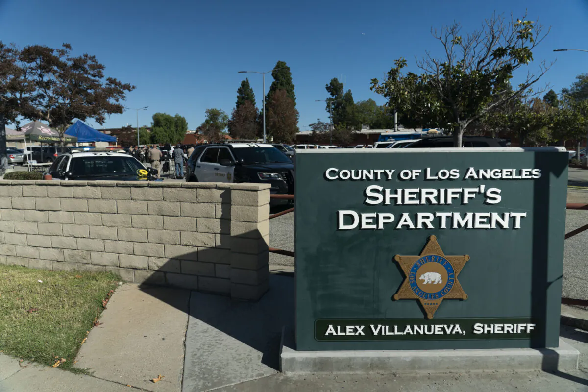A sign stands outside Los Angeles County sheriff's training academy in Whittier, Calif., Nov. 16, 2022. (Jae Hong/AP Photo)