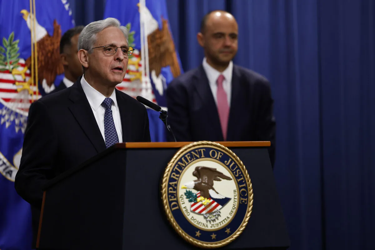 U.S. Attorney General Merrick Garland delivers remarks at the U.S. Justice Department Building in Washington, D.C., on Nov. 18, 2022. (Anna Moneymaker/Getty Images)