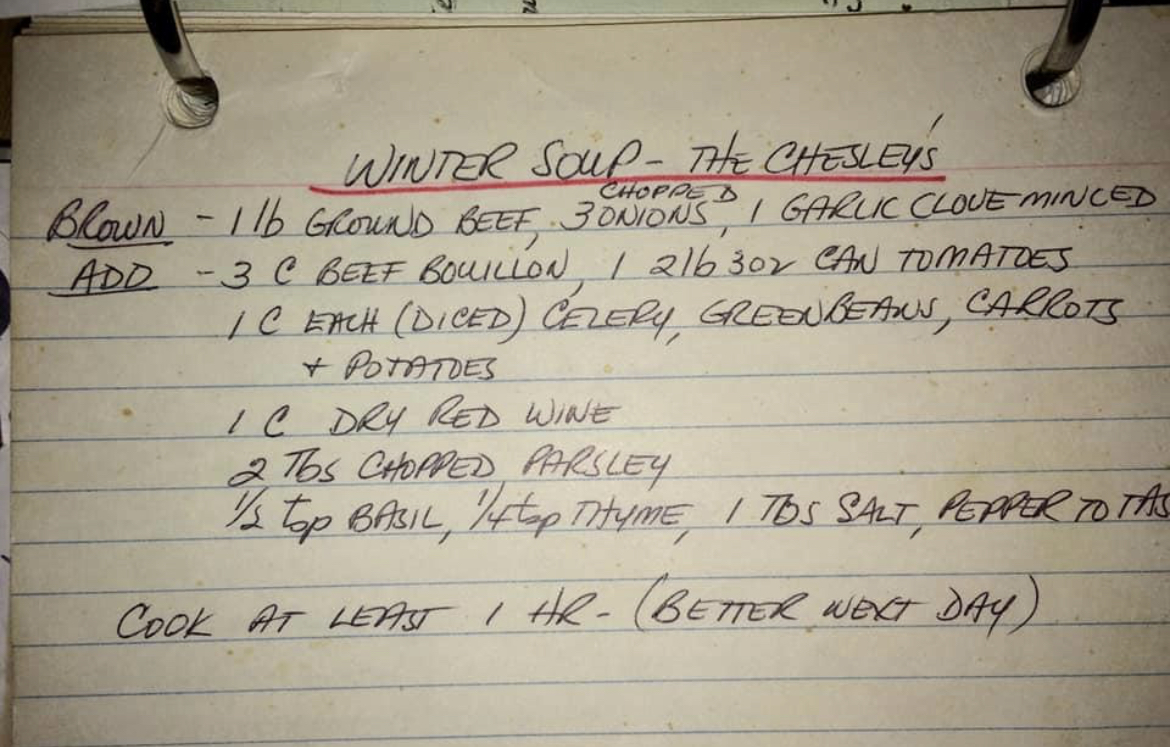 moms winter soup recipe card
