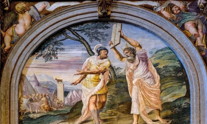 Fresco depicting Moses with the Ten Commandments in the Church of Saint Maurice al Monastero Maggiore in Milan, Italy, on July 25, 2017. (DRIMOROND/Shutterstock)