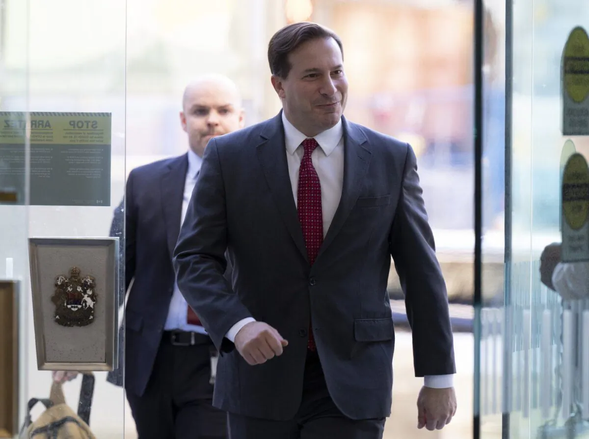 Public Safety Minister Marco Mendicino arrives at the Public Order Emergency Commission, Nov. 22, 2022 in Ottawa. (The Canadian Press/Adrian Wyld)