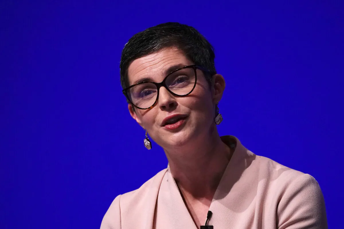 Former work and pensions secretary Chloe Smith, who has announced she will not run again as an MP at the next election, is pictured making a speech at the Conservative Party Conference in Birmingham, United Kingdom, on Oct. 3, 2022. (PA)