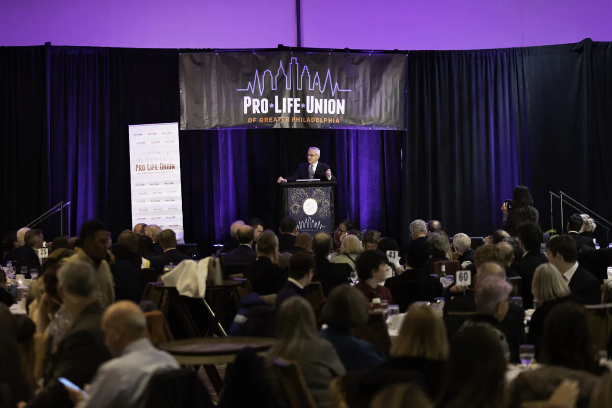 The keynote speaker, long-time pro-life activist David Bereit spoke at 40th annual Stand Up For Life dinner in Philadelphia, Nov. 20, 2022. (Photo courtesy to Jacob at Merciful Love Photography)