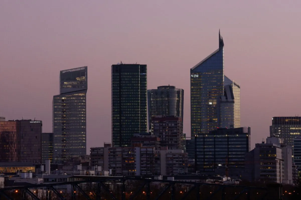 The financial and business district of La Defense in Puteaux near Paris on Feb. 7, 2022. (Gonzalo Fuentes/Reuters)