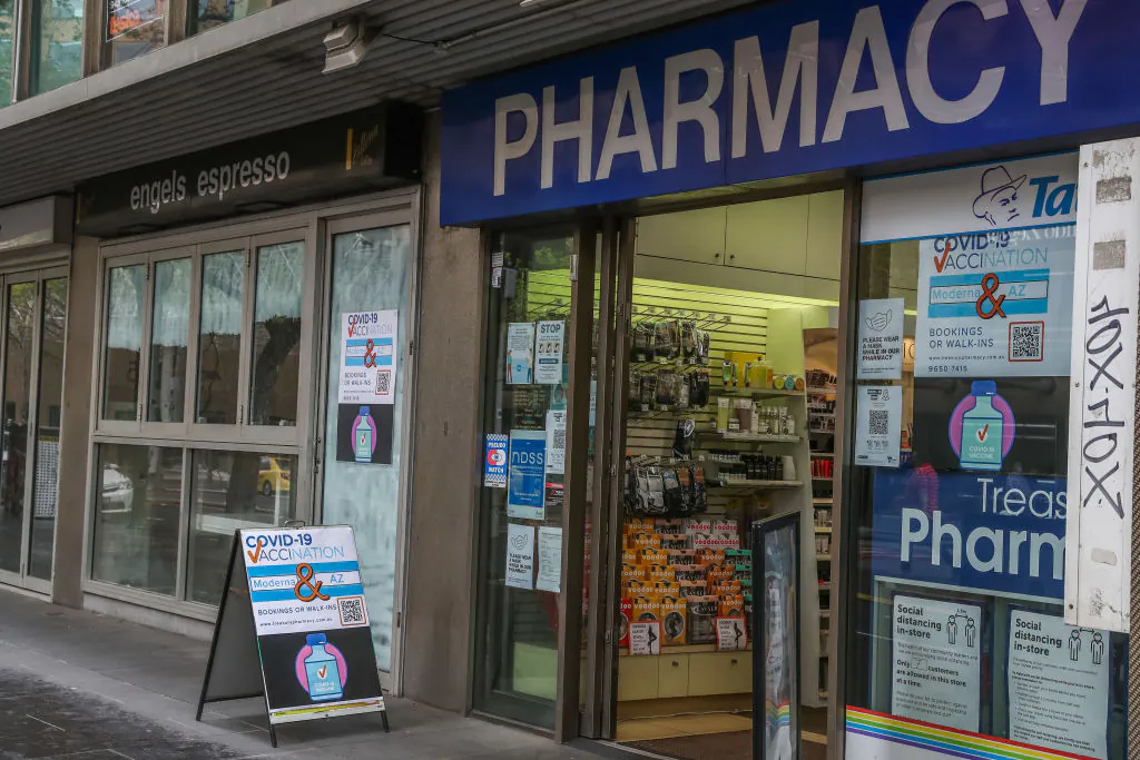 A Pharmacy is seen in Melbourne, Australia, on Sept/ 29, 2021. (Asanka Ratnayake/Getty Images)