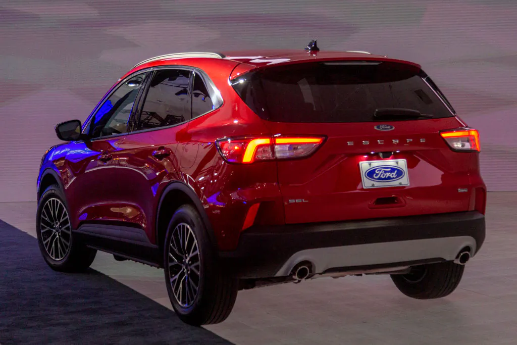 The Ford Escape plug-in hybrid is shown at AutoMobility LA on Nov. 21, 2019, in Los Angeles, California. (Photo by David McNew/Getty Images)