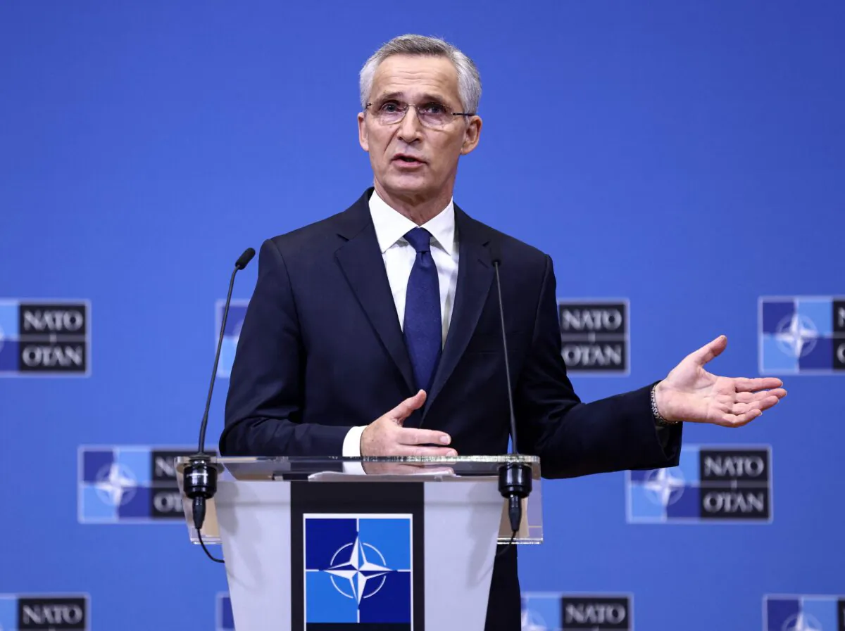 NATO Secretary-General Jens Stoltenberg addresses a press conference ahead of a foreign ministers' meeting at the NATO headquarters in Brussels on Nov. 25, 2022. (Kenzo Tribouillard/AFP via Getty Images)