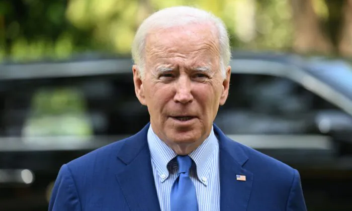 President Joe Biden speaks about the situation in Poland following a meeting with G7 and European leaders on the sidelines of the G20 Summit in Nusa Dua on the Indonesian resort island of Bali on Nov. 16, 2022. (Saul Loeb/AFP via Getty Images)
