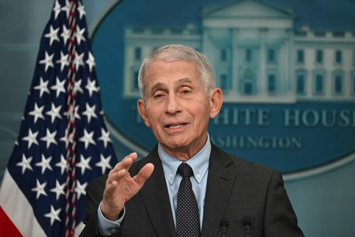 Then National Institute of Allergy and Infectious Diseases Director Dr. Anthony Fauci speaks in Washington on Nov. 22, 2022. (Jim Watson/AFP via Getty Images)