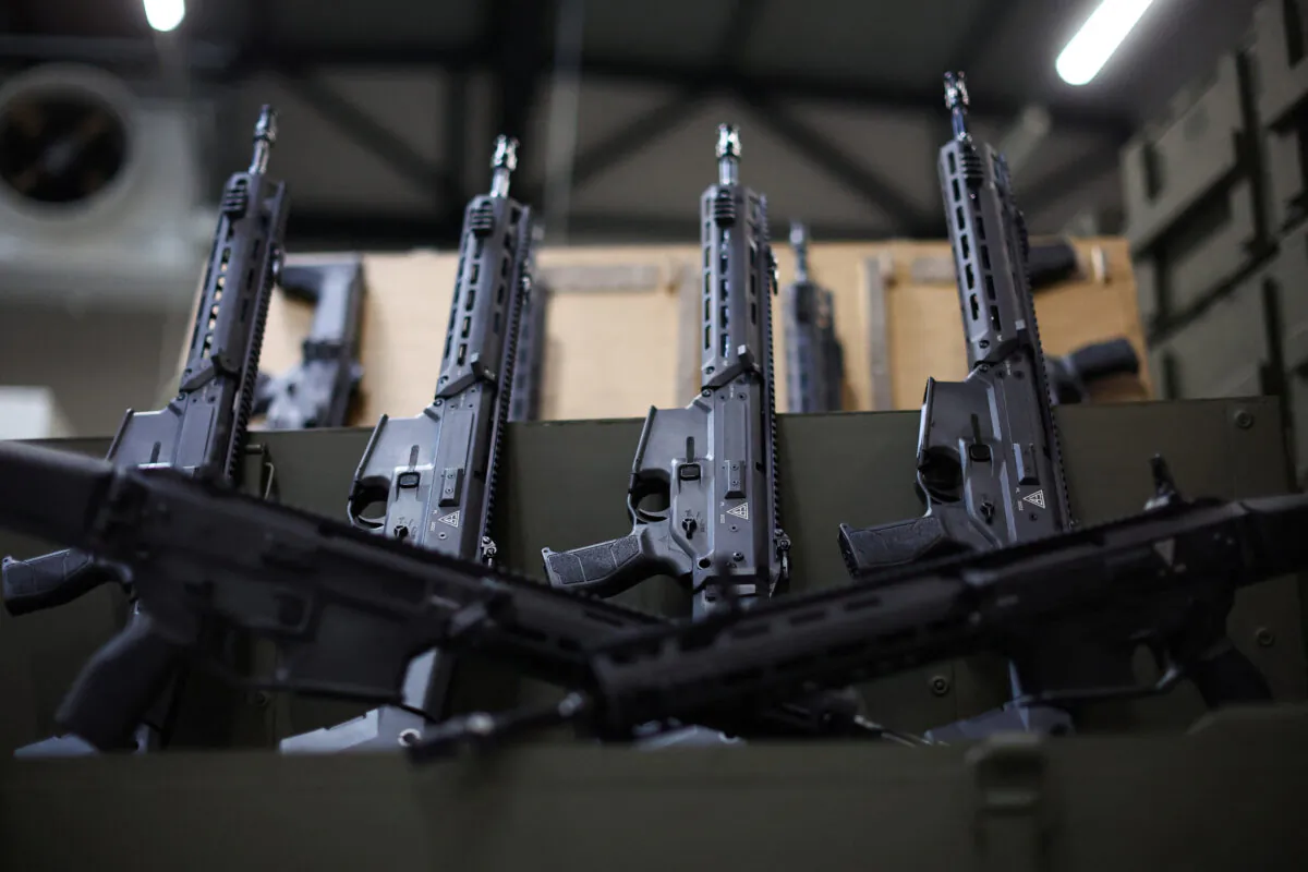 GROT C16 FB-M1, modular rifles at PGZ (Polska Grupa Zbrojna) arms factory Fabryka Broni Lucznikin Radom Poland on Nov. 7, 2022. (Kacper Pempel/Reuters)